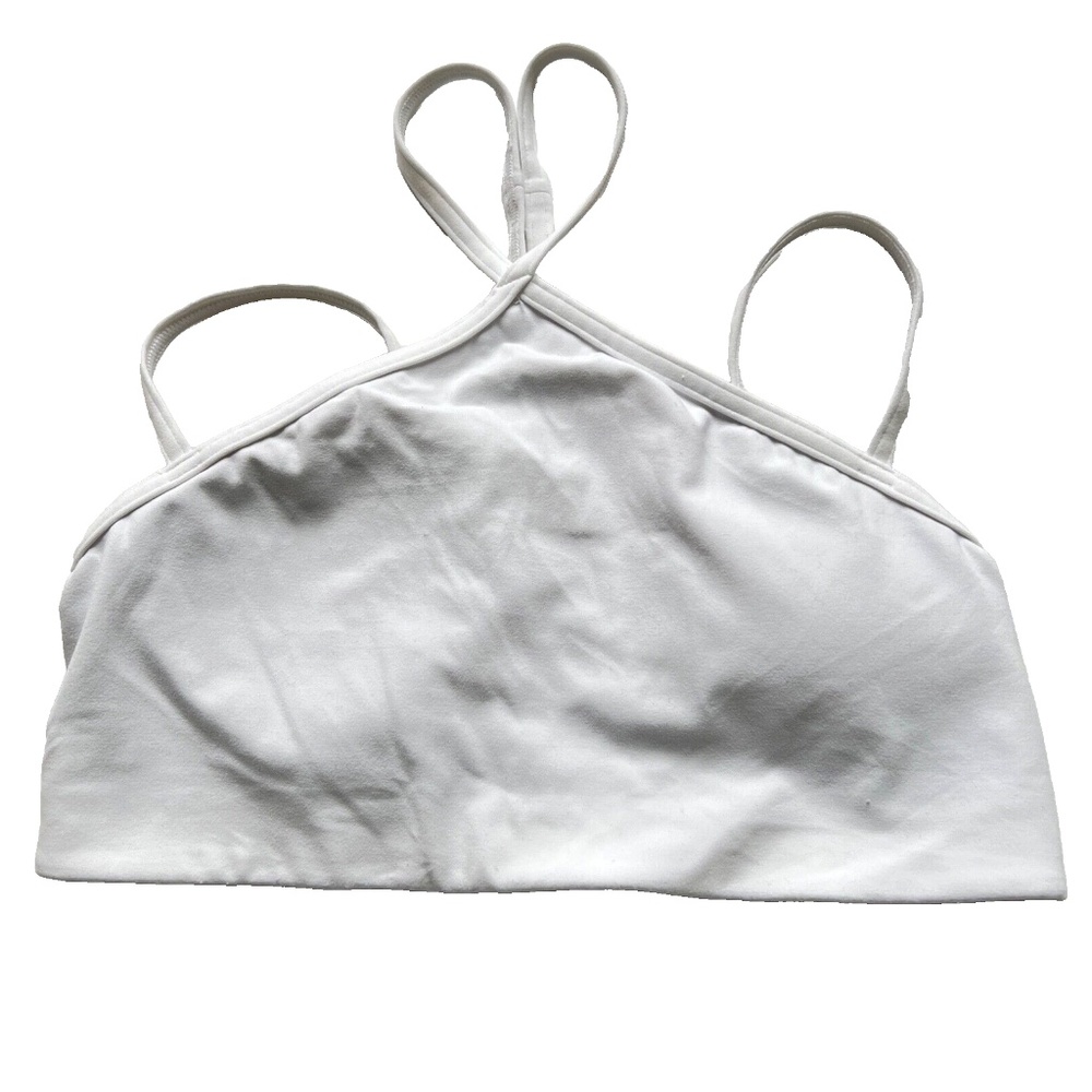 Lululemon Flow Y Strappy Bra Nulu Light Support White Sports Size 10